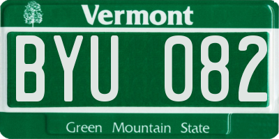 VT license plate BYU082