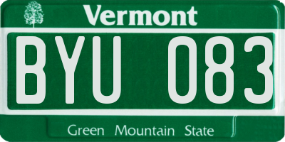VT license plate BYU083