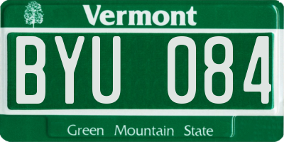VT license plate BYU084