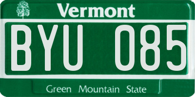 VT license plate BYU085