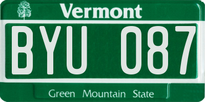 VT license plate BYU087