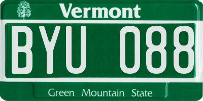 VT license plate BYU088