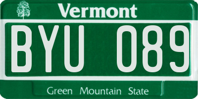 VT license plate BYU089