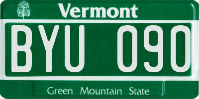 VT license plate BYU090