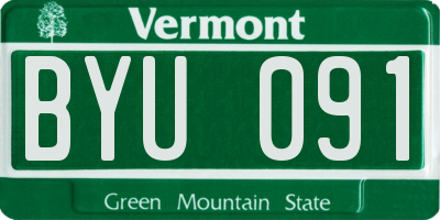 VT license plate BYU091