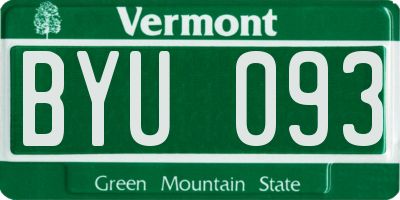 VT license plate BYU093