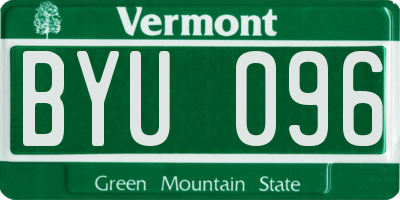 VT license plate BYU096