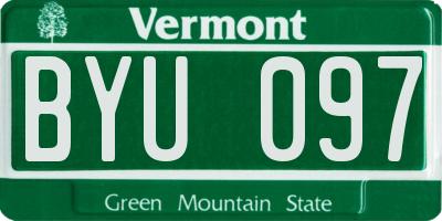 VT license plate BYU097