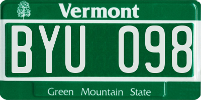 VT license plate BYU098