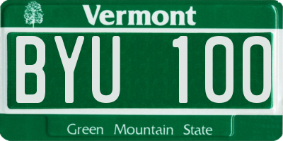 VT license plate BYU100