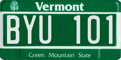 VT license plate BYU101