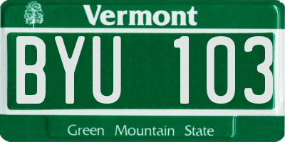 VT license plate BYU103