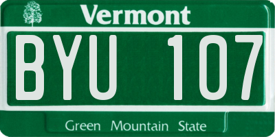VT license plate BYU107