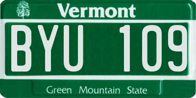VT license plate BYU109
