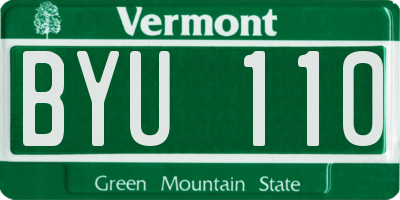 VT license plate BYU110