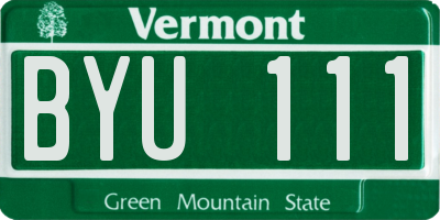 VT license plate BYU111