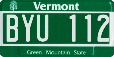 VT license plate BYU112