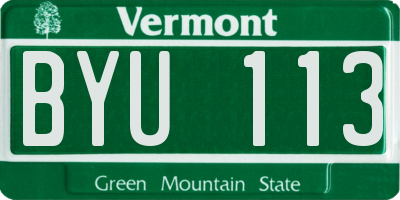 VT license plate BYU113