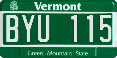 VT license plate BYU115