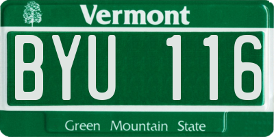 VT license plate BYU116