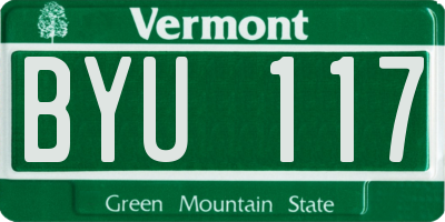 VT license plate BYU117