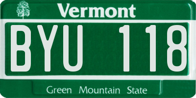 VT license plate BYU118