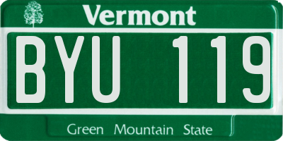 VT license plate BYU119