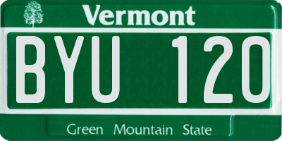 VT license plate BYU120