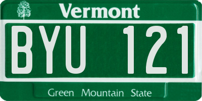 VT license plate BYU121