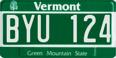VT license plate BYU124