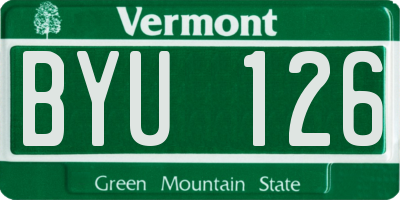 VT license plate BYU126