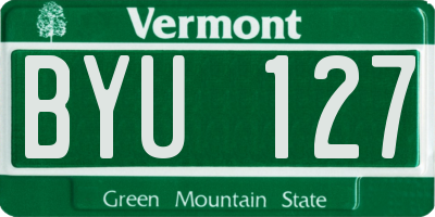 VT license plate BYU127