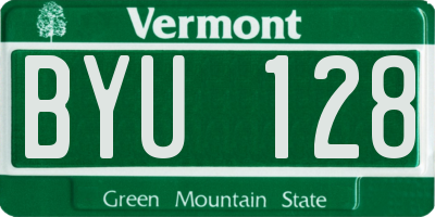 VT license plate BYU128