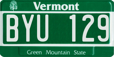 VT license plate BYU129