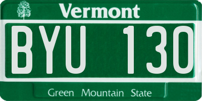 VT license plate BYU130