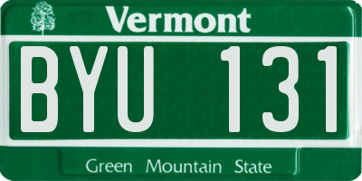 VT license plate BYU131