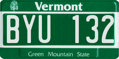 VT license plate BYU132