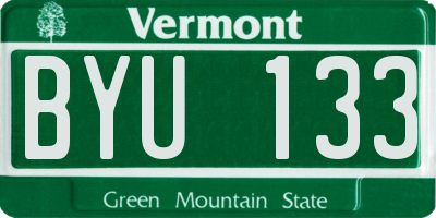 VT license plate BYU133