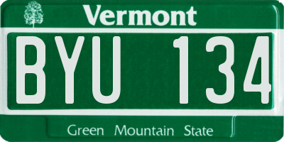 VT license plate BYU134