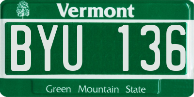 VT license plate BYU136