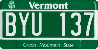 VT license plate BYU137