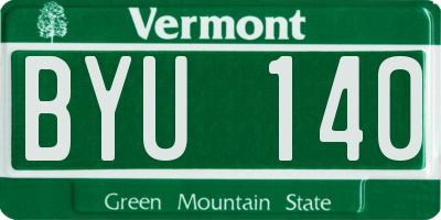 VT license plate BYU140