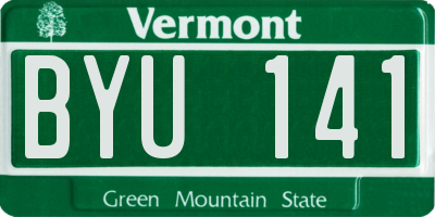 VT license plate BYU141