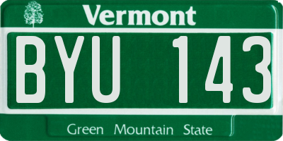 VT license plate BYU143