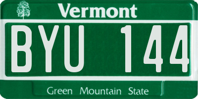 VT license plate BYU144