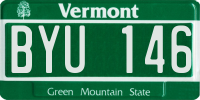 VT license plate BYU146