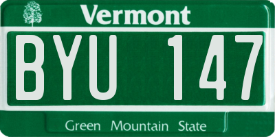 VT license plate BYU147