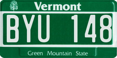 VT license plate BYU148
