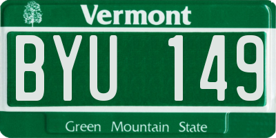 VT license plate BYU149