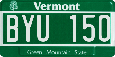 VT license plate BYU150